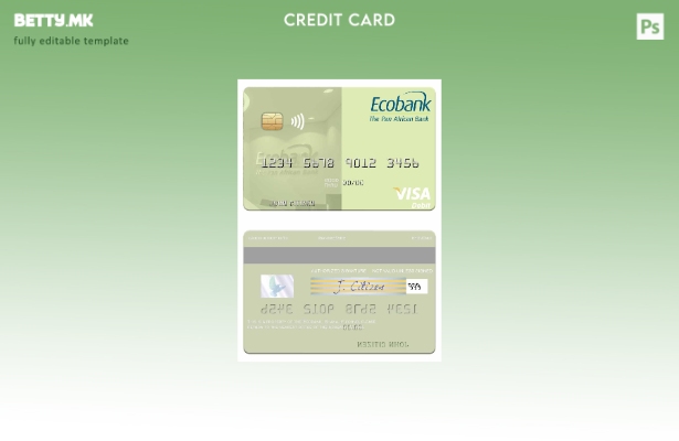 Модерен стил Гана Ecobank Гана виза дебитна картичка шаблон